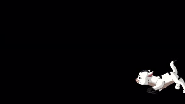 Gatinho Branco Brinca Com Uma Borboleta Artesanal Animado Looped Imagens — Vídeo de Stock