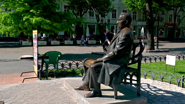 Odessa Oekraïne 2023 Monument Voor Leonid Utyosov Het Stadspark Het — Stockvideo