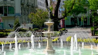 Odessa, Ukrayna 11.05.2023. Odessa, Ukrayna 'nın tarihi merkezinde güneşli bir bahar gününde şehir parkı.