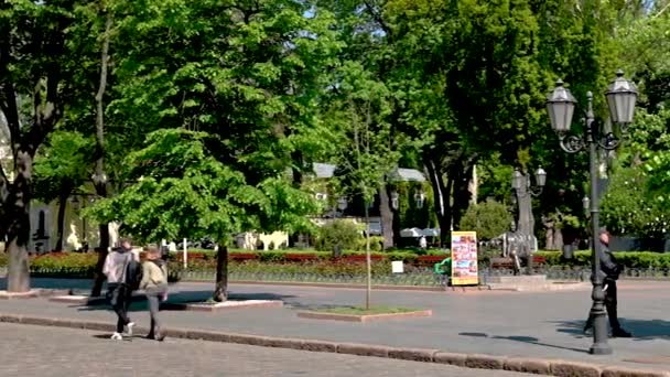 ウクライナ オデッサ 2023年5月5日 ウクライナのオデッサの歴史的中心部の都市公園 晴れた春の日のHd — ストック動画