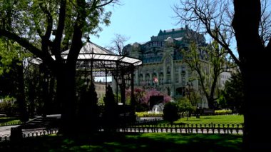 Odessa, Ukrayna 11.05.2023. Ukrayna 'nın Odessa kentindeki şehir parkı, güneşli bir bahar günü 4K