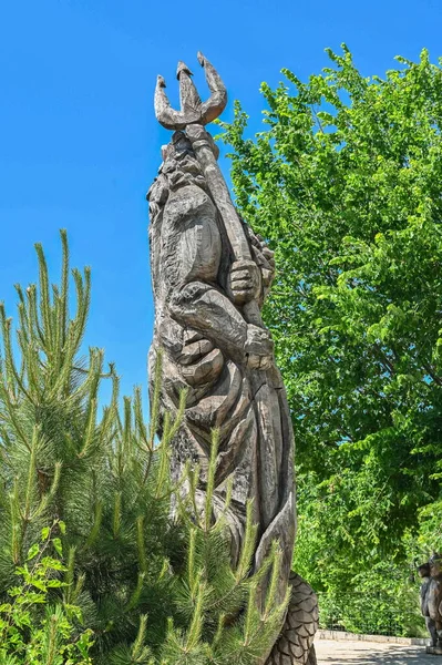 Одесса Украина 2023 Год Деревянная Скульптура Эко Парке Новый Васюки — стоковое фото