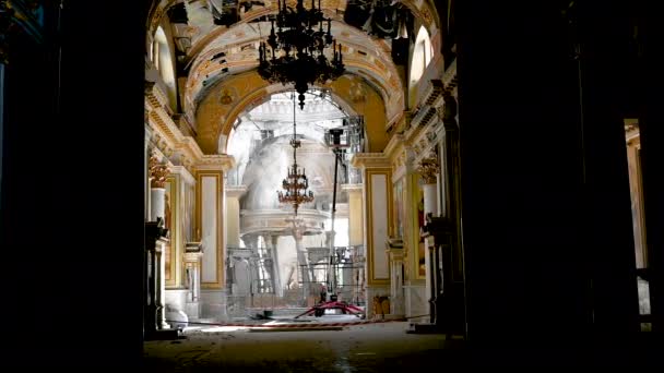 Odessa Ukraina 2023 Spaso Preobrazhensky Katedra Odessie Ataku Rakietowym Podczas — Wideo stockowe