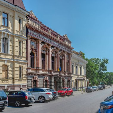 Odessa, Ukrayna 25.07.2023. Bilimadamları Evi 'nin tarihi binası, Kont Tolstoy' un mülkü, Odessa, Ukrayna 'daki bir Rus roketi tarafından hasar gördü.