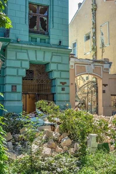 Odessa Ukrajna 2023 Július Megrongálódott Egy Orosz Rakéta Épület Unesco — Stock Fotó