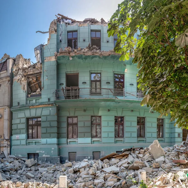 Odessa Ukrajna 2023 Július Megrongálódott Egy Orosz Rakéta Épület Unesco — Stock Fotó