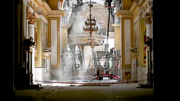 Odessa Ukraine 2023 Spaso Preobrazhensky Kathedrale Odessa Nach Einem Raketenangriff — Stockvideo