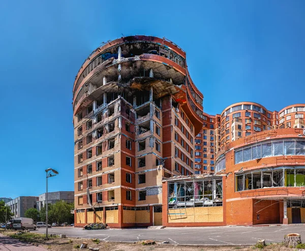 Odessa Oekraïne 2023 Business Center Shevchenko Avenue Beschadigd Door Een Rechtenvrije Stockafbeeldingen