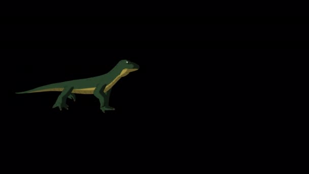 Grön Komodo Drake Ödla Går Alfa Matt Handgjorda Animerade Loopade — Stockvideo