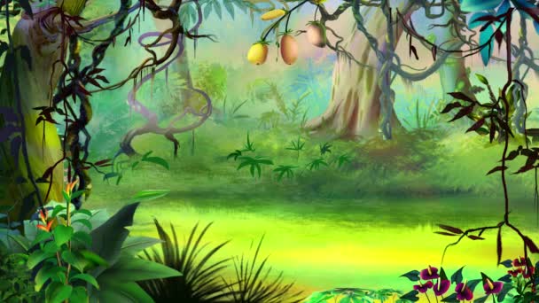 Lagarto Dragão Komodo Verde Natureza Animação Artesanal Looped Motion Imagens — Vídeo de Stock