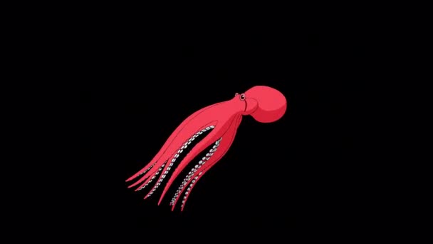 Chobotnice Plave Pod Vodou Alfa Matně Ručně Animovaný Smyčkový Záznam — Stock video