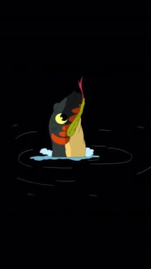 Sudan bir yılan çıkıyor alfa matte. Alfa kanalında el yapımı hareketli görüntüler izole edildi. dikey video.