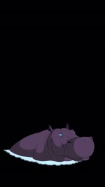 Su aygırı. El yapımı animasyon 4K görüntüsü alfa kanalında izole edildi. Dikey video