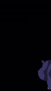 Bebek su aygırı yürüyor. Alfa kanalında el yapımı HD görüntüler izole edildi. Dikey video