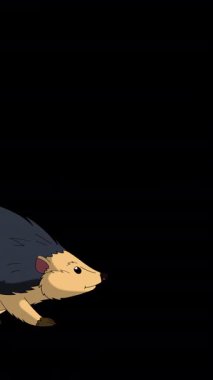 Çizgi film stili Kirpi. Alfa kanalında el yapımı 2D animasyon HD görüntüler izole edildi. Video düzenleme veya vahşi yaşam projeleri için dikey görüntüler