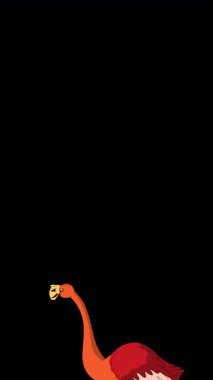 Kızıl Flamingo. El yapımı 2D animasyon 4K görüntü alfa kanalında izole edildi. Video düzenleme, vahşi yaşam projeleri veya kuş temalı yaratıcı çalışmalar için dikey görüntüler