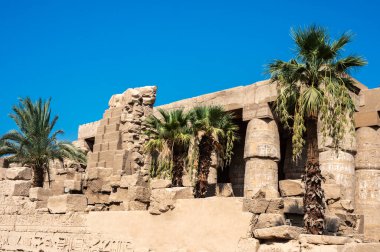 Luxor, Mısır - 27.07.2025. Mısır 'ın Luxor kentindeki Karnak Tapınağı' nın antik kalıntıları binlerce yıllık zengin tarihi ve mimari mucizeyi gözler önüne seriyor.