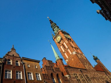 Gdansk, Polonya: tipik eski evleri olan şehir merkezi