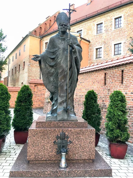 Cracovia Polonia Monumento Dedicato Karol Wojtyla — Foto Stock