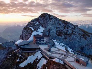 Pilatus, Switzerland: panorama from the top in the light of dawn
