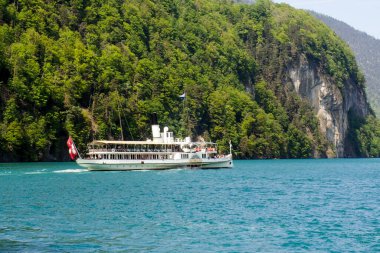 Ruetli, Switzerland: passenger boat for navigation and docking.