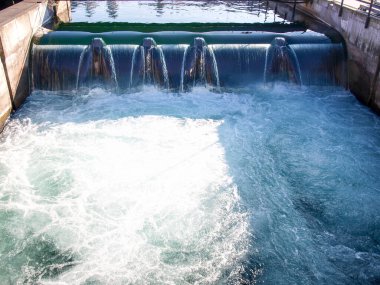 Lucerne, Switzerland: streams of dams on the river reuss