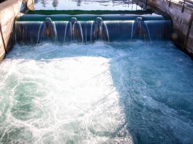 Lucerne, Switzerland: streams of dams on the river reuss