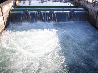 Lucerne, Switzerland: streams of dams on the river reuss