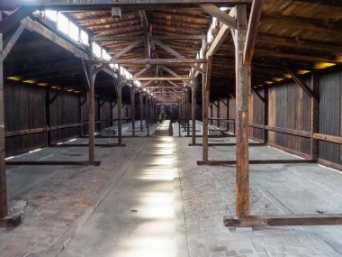Auschwitz-Birkenau, Poland: Interior of the barracks for the prisoners