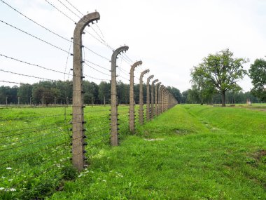 Auschwitz-Birkenau, Poland: Separation barbed wire in the prison camps