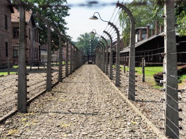 Auschwitz-Birkenau, Poland: Separation barbed wire in the prison camps