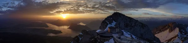 Pilatus Switzerland Panorama Top Light Dawn — Foto Stock
