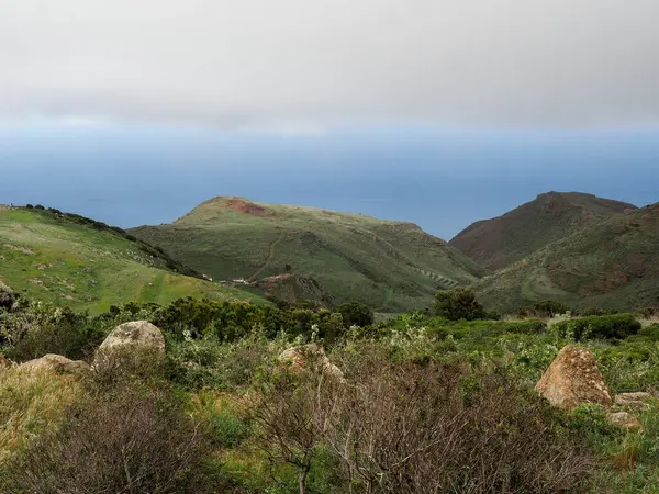 Tenerife, İspanya: Teno Alta bölgesindeki adanın iç kesimlerindeki Hilly panoraması.