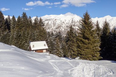 Blenio, Switzerland: Mountain panorama of the ski area in the Lepontine Alps clipart