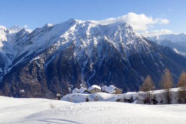 Blenio, Switzerland: Mountain panorama of the ski area in the Lepontine Alps clipart