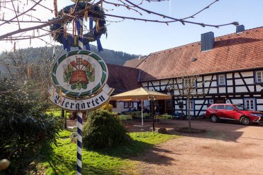 Rottweiler, Germany - April 7, 2018: Typical beer garden sign clipart