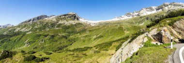 San Bernardino pass, Switzerland: Alpine landscape of the famous Grisons pass. clipart