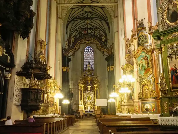 Torun, Polonya - 6 Ağustos 2018: Gotik tarzda katedral