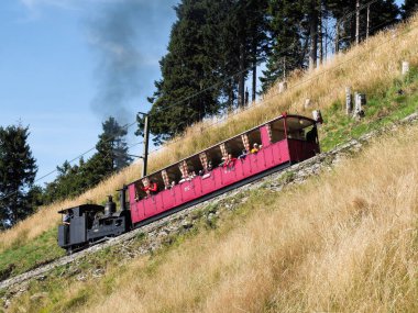 Monte Generoso, Switzerland - August 26, 2018: Monte Generoso railway, steam locomotive of 1890