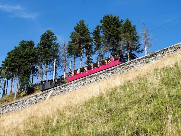 Monte Generoso, Switzerland - August 26, 2018: Monte Generoso railway, steam locomotive of 1890