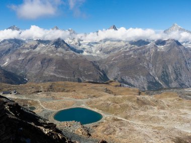 Zermatt, İsviçre - 15 Eylül 2018: Matterhorn veya Cervino adlı ünlü dağın resmi