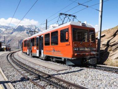 Zermatt, Switzerland - September 15, 2018: Transport railway to the mountain area.