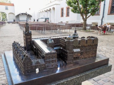 Szczecin, Polonya - 12 Ağustos 2018: Şehir merkezindeki tarihi binalar ve malikaneler