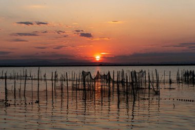 Albufera 'da günbatımı - Valencia, İspanya