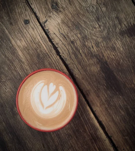Vierkante Foto Van Cappuccino Latte Koffie Warme Drinkbeker Top Van — Stockfoto