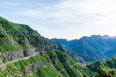 Madeira holiday summer trip vacation tourism mountains sunny day green trees landscape.