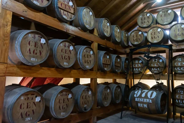 Madeira Rum Indústria Barril Adega Álcool Bebida Destilaria Turismo Férias — Fotografia de Stock