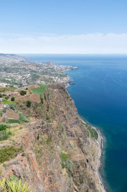 madeira town view summer vacation blue sky tour coastline tourism townscape.