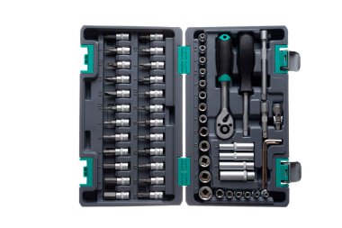 Beyaz arka planda izole edilmiş büyük set araçları. Yüksek kalite fotoğraf