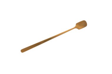 Beyaz arka planda izole edilmiş temiz altın kaşık. Yüksek kalite fotoğraf